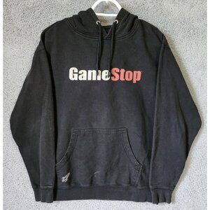 GameStop Black Spellout Logo Pullover Drawstring Hoodie Sweatshirt Size Medium